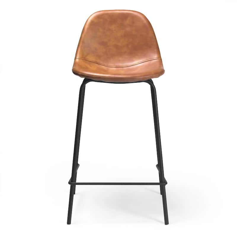 Maxine Vegan Leather Counter Height Stools Black Legs (Set of 2)