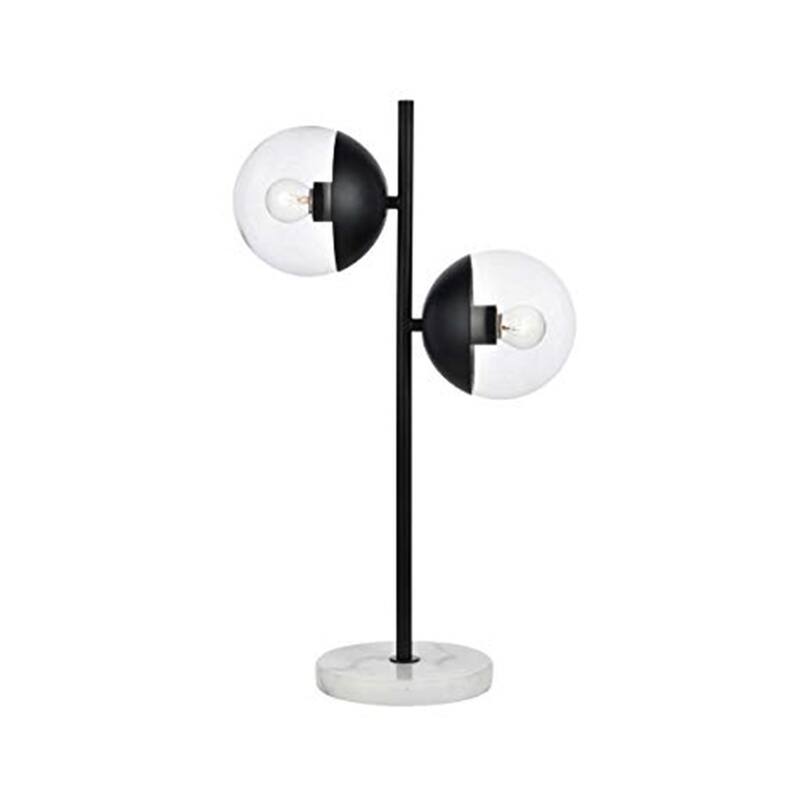 Retro Table Lamp - Black Finish & Clear Glass Shade - Modern Style Desk Lamp for Home Decor
