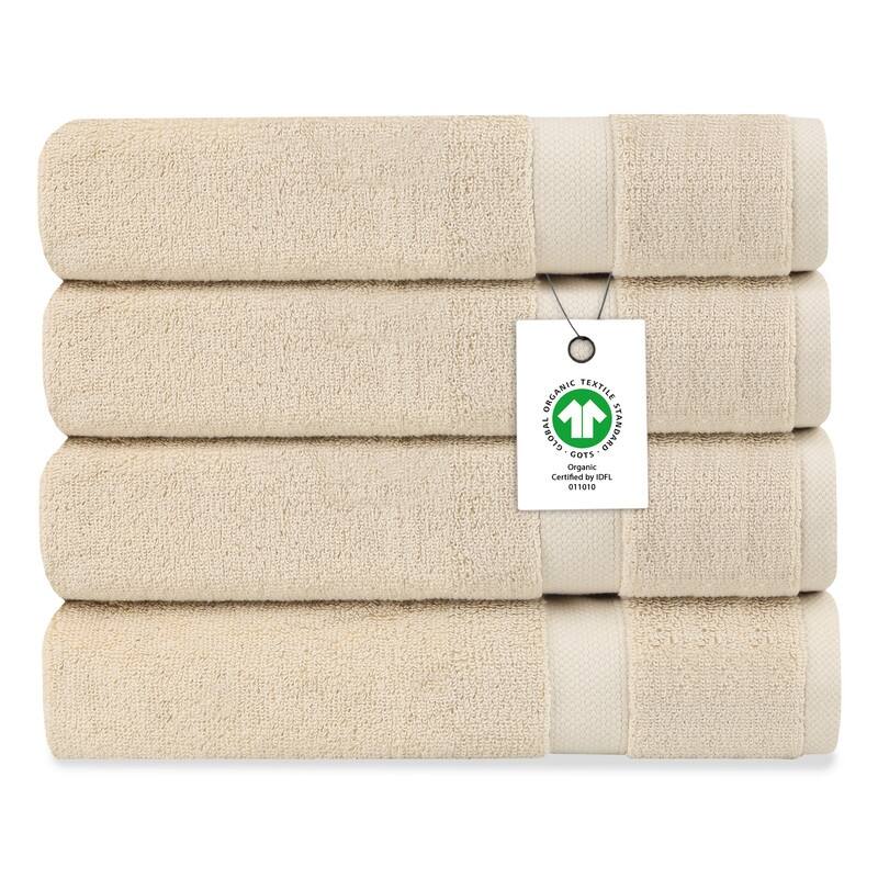 Delara Organic Cotton Luxuriously Plush Bath Sheet Pack of 4 |GOTS & OEKO-TEX Certified |650 GSM Long Staple | Quick Dry & Soft - Fog