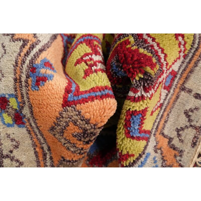 Hand Knotted Oriental 100% Wool Carpet Traditional Geometric Oranges & Rust Kazak Runner Rug - 8' 0'' X 2' 6''