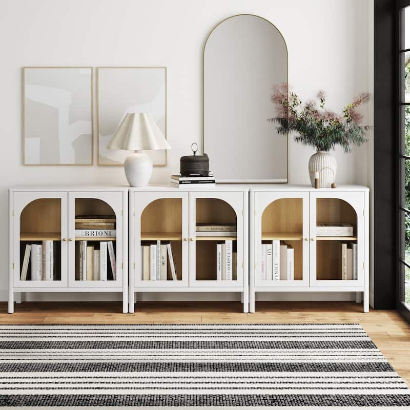 Nathan James Mason Sideboard Buffet with Glass Doors and Adjustable Shelves