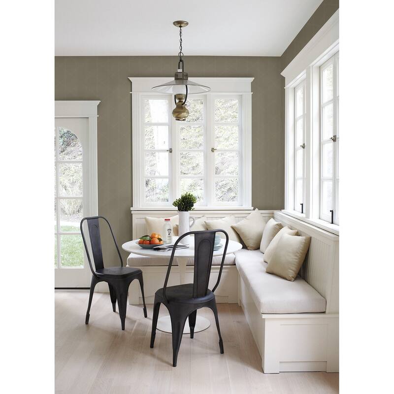 A-Street Prints Walcott Light Grey Stitched Trellis Wallpaper