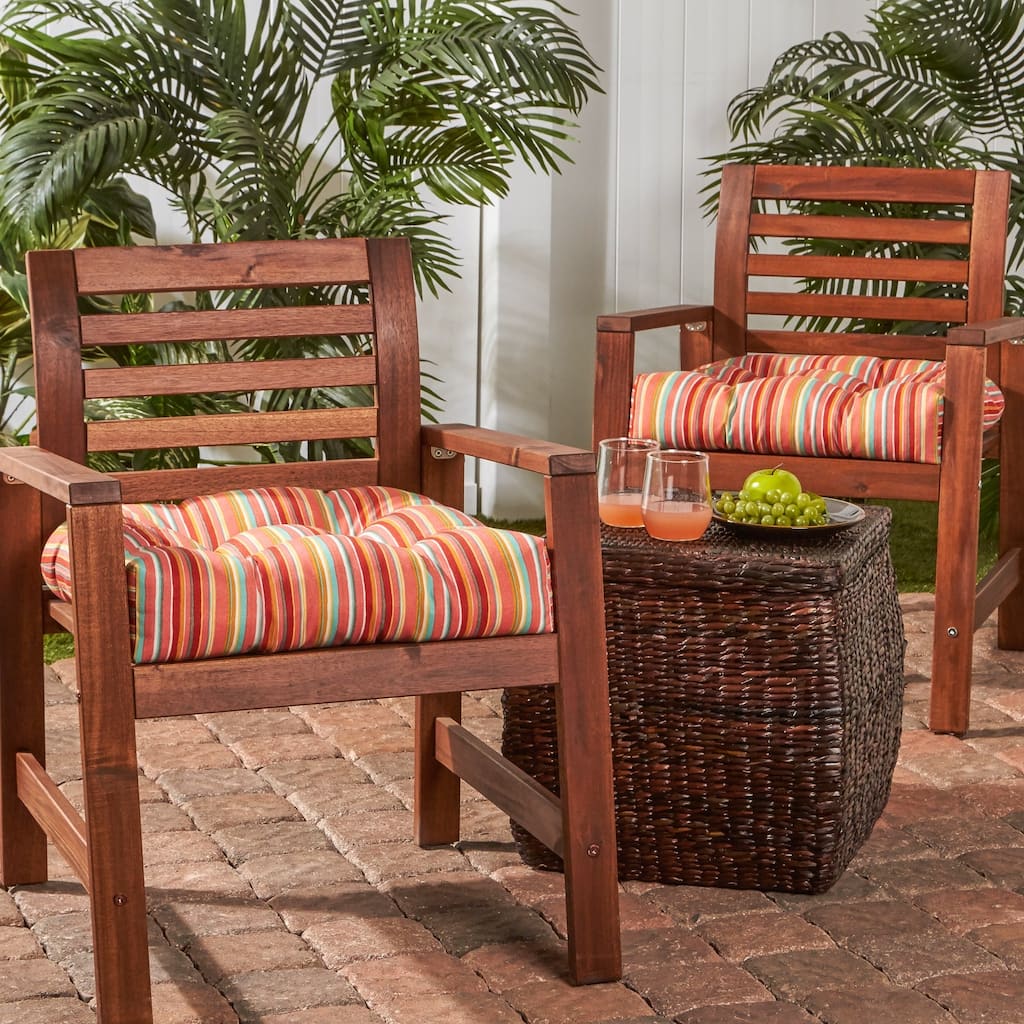 Coastal Stripe 20-inch Outdoor Chair Cushion (Set of 2)