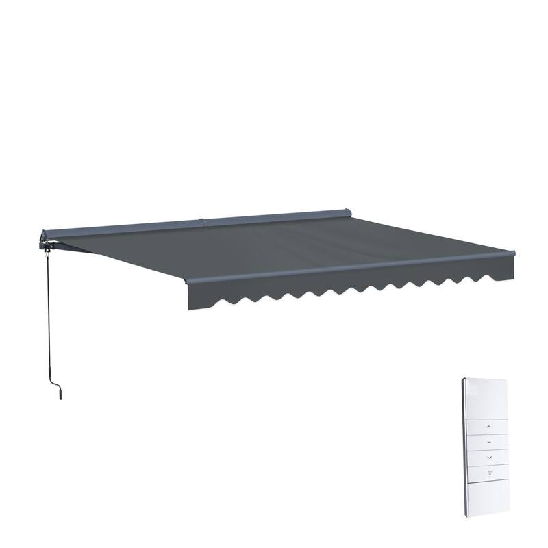 ALEKO Moroccan Semi-Cassette Motorized Patio Awning - Charcoal Gray - 20 x 10 Feet