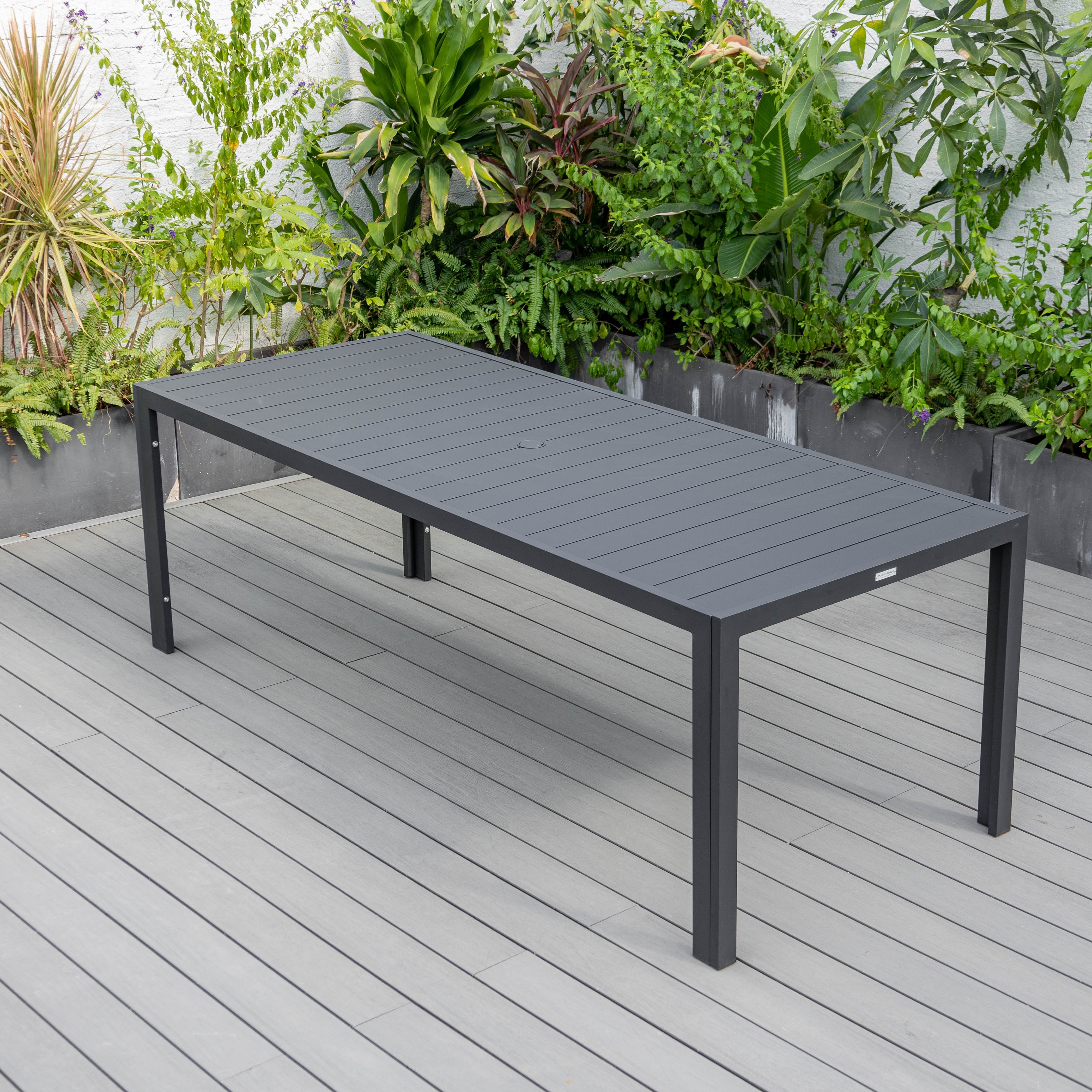 Chelsea 88" Modern Black Aluminum Outdoor Dining Table, Weather Resistant Patio Table