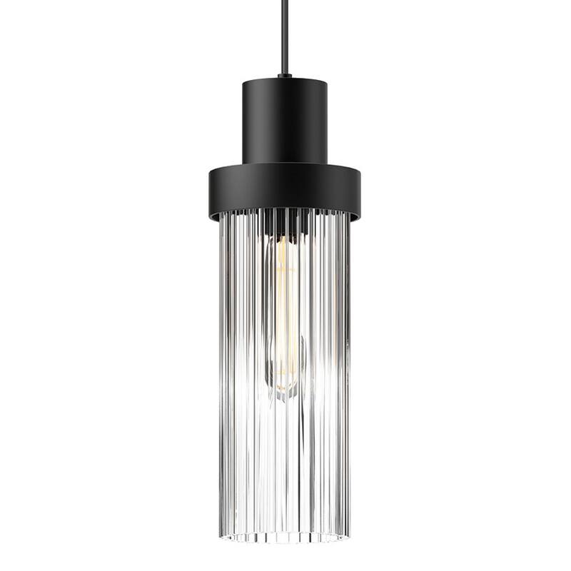 Alora Lighting PD435605CR Kent 5" Wide Mini Pendant with Clear Ribbed - Matte Black