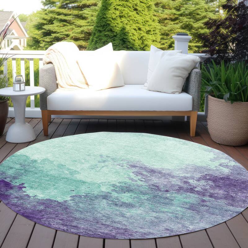 Machine Washable Indoor/ Outdoor Abstract Modern Chantille Rug