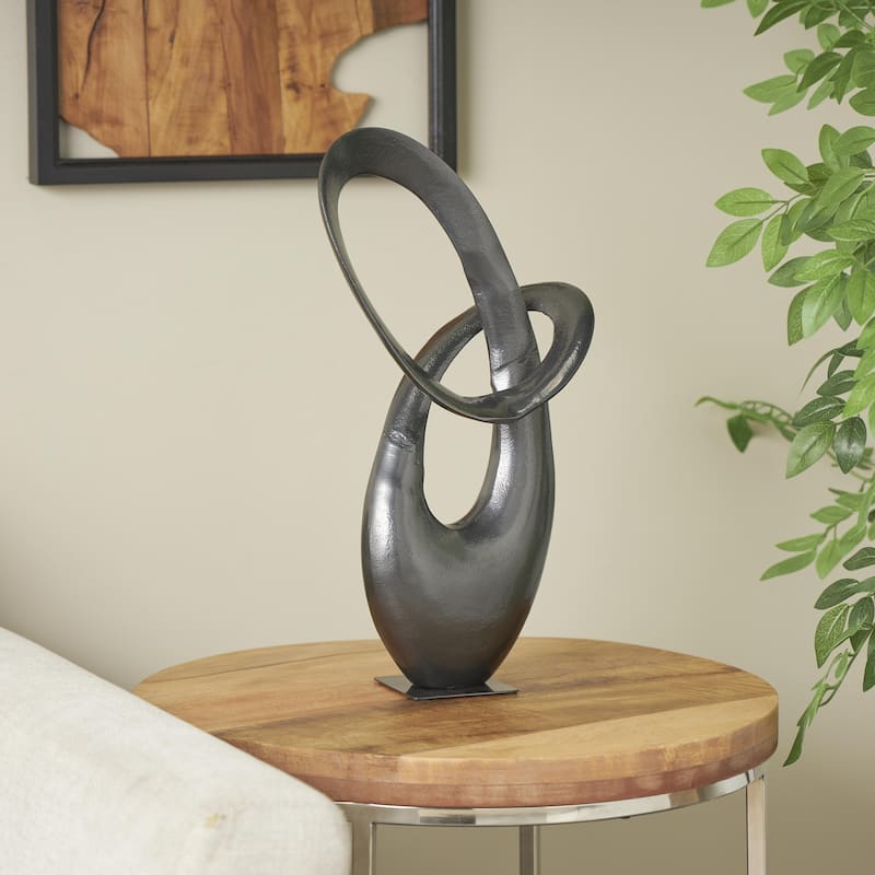 Aluminum Metal Abstract Decorative Sculpture - Dark Gray or Gold - Roche River Decor
