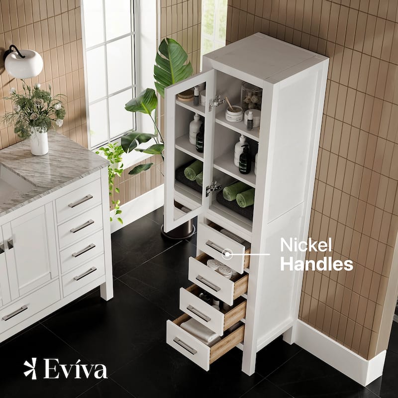 Eviva Aberdeen 18" White Freestanding Modern Linen Side Cabinet