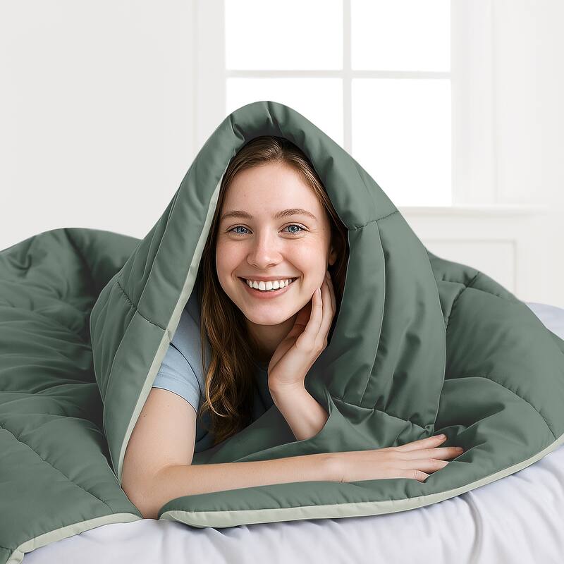 JEAREY Ultra-Lightweight Reversible All-Season Comforter, Cooling Down Alternative Duvet Inserts