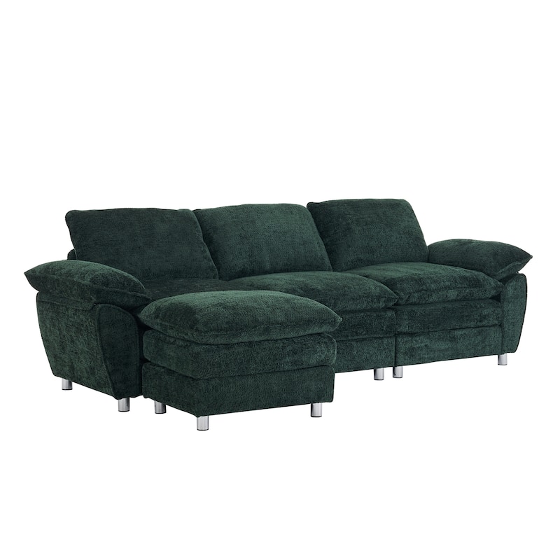 Modern Upholstered Polyester Sleeper Sofa with Ottoman