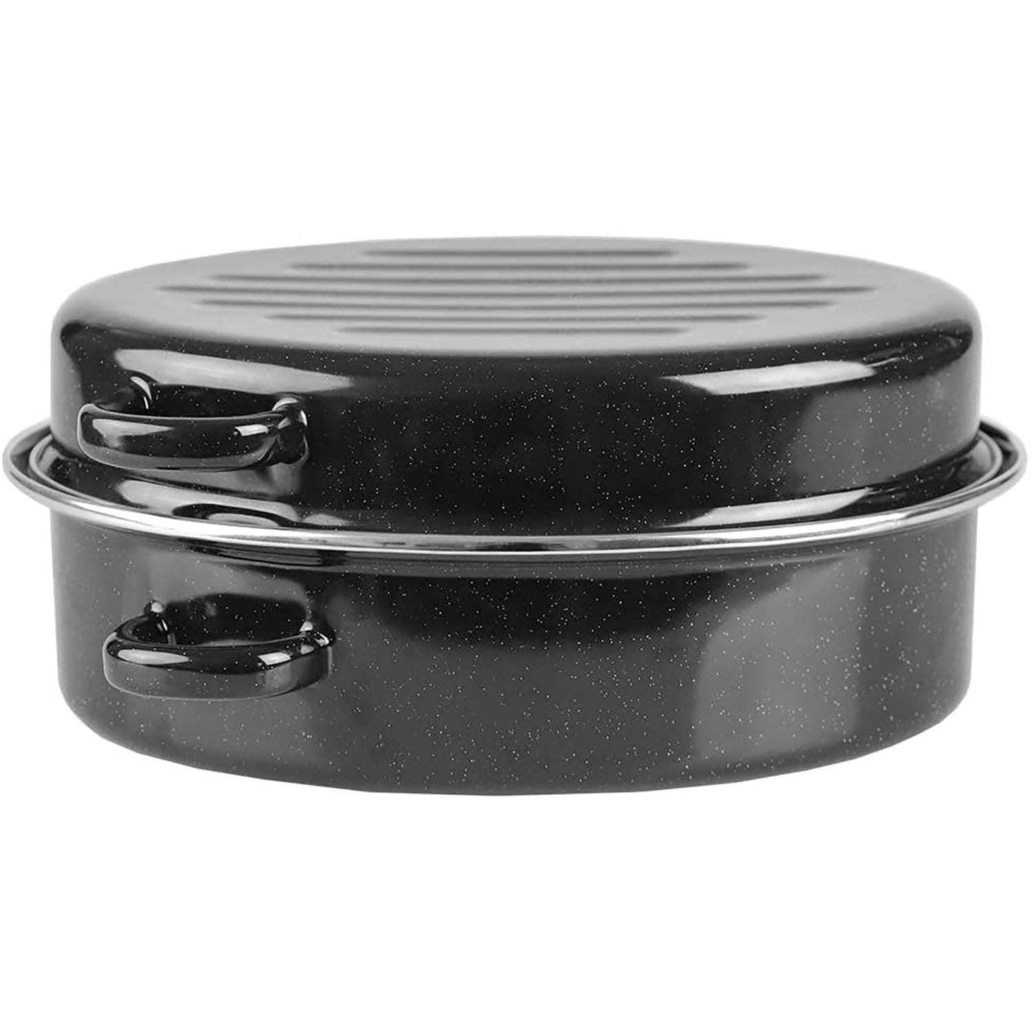 12-qt Cast Iron Oval Roaster with Lid