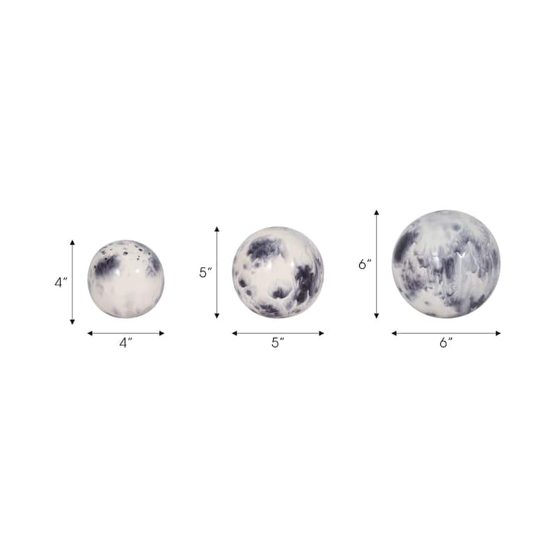 Sagebrook Home Set Of 3 4/5/6" Metal Abstract Round Galaxy Orbs