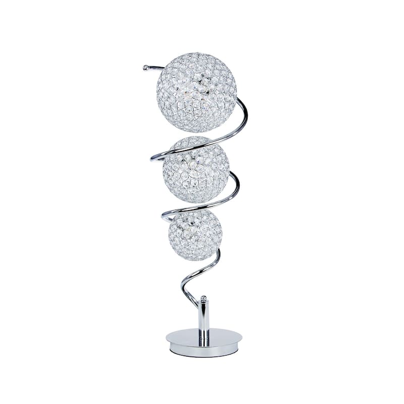 Chrystal Spheres Chrome 3-Dome Table Lamp - N/A