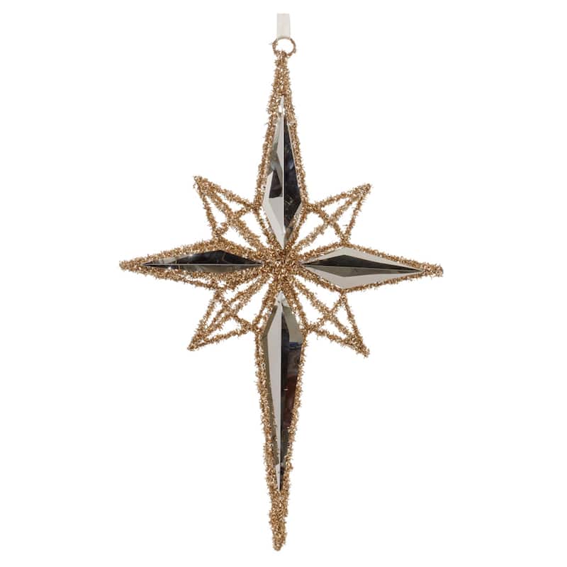 Metal Wire Star Hanging Ornament 19.5 Inch Holiday Decoration - 12" x 1.5" x 19.5" - Gold