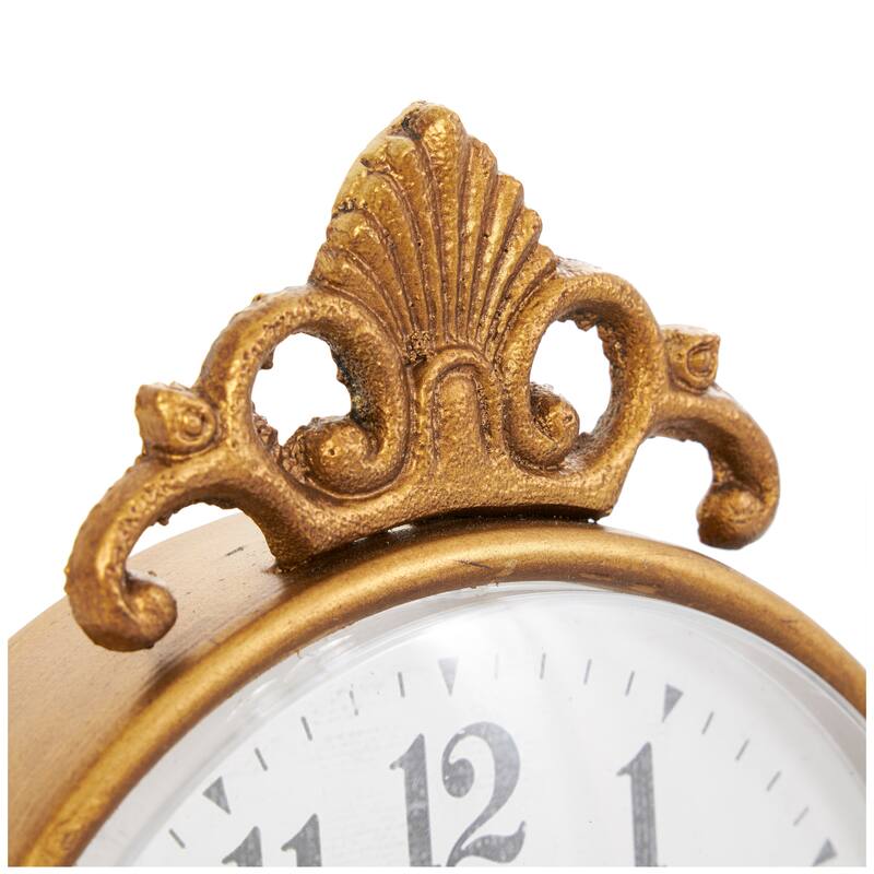 Gold Metal Antique Style Scroll Decorative Clock