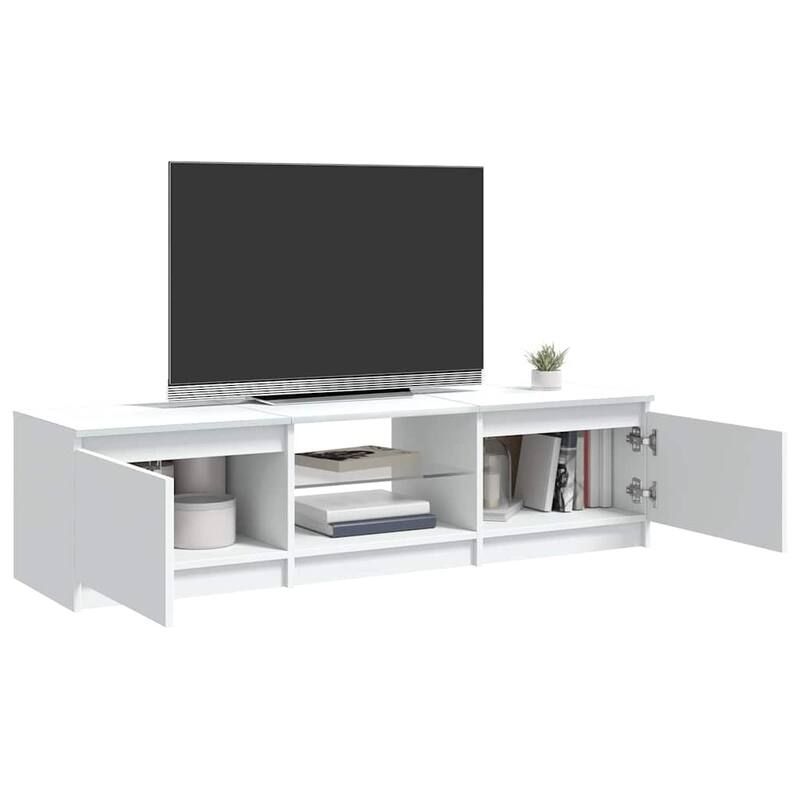 vidaXL TV Cabinet with LED Lights White 55.1x15.7x14.2" - 55.1" x 16" x 14"