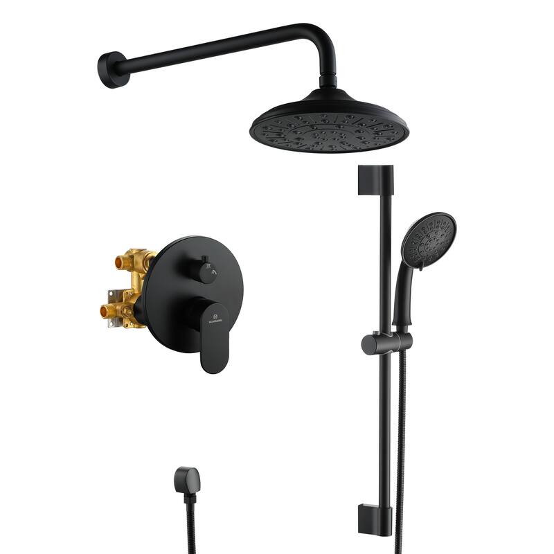 Retro Series 8 in. Rain Wall Mount Dual Shower Heads with 1.8 GPM - Matte Black - without Tub Spout