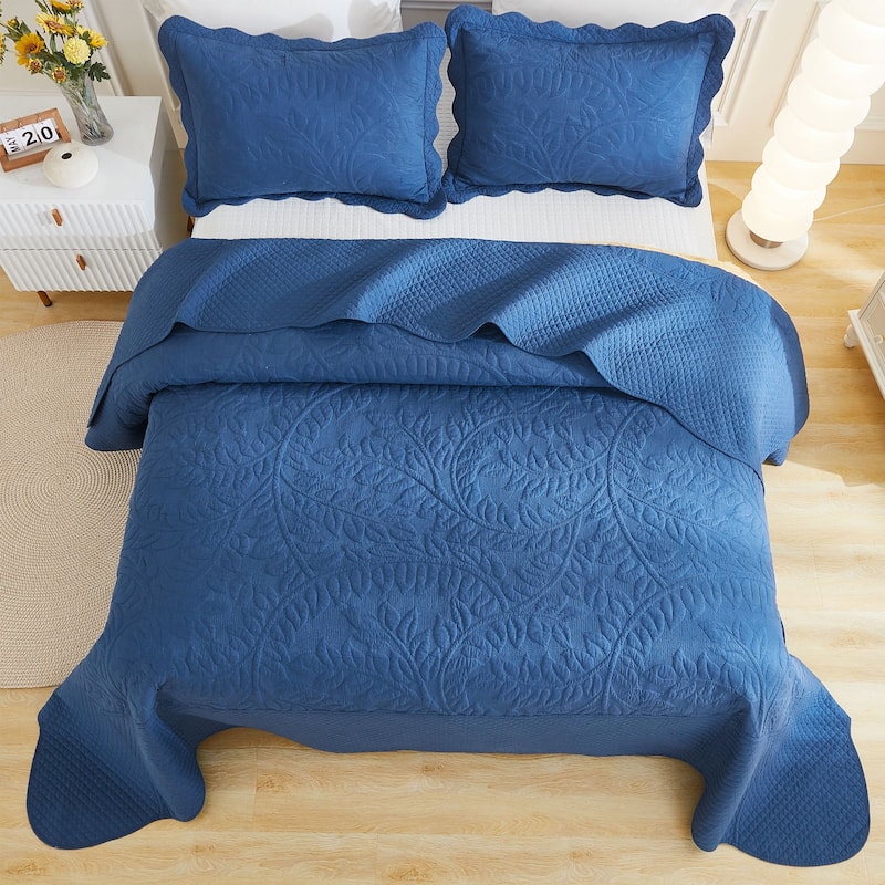 MarCielo 3 Piece Cotton Oversized Bedspread Quilt Set Tmonica