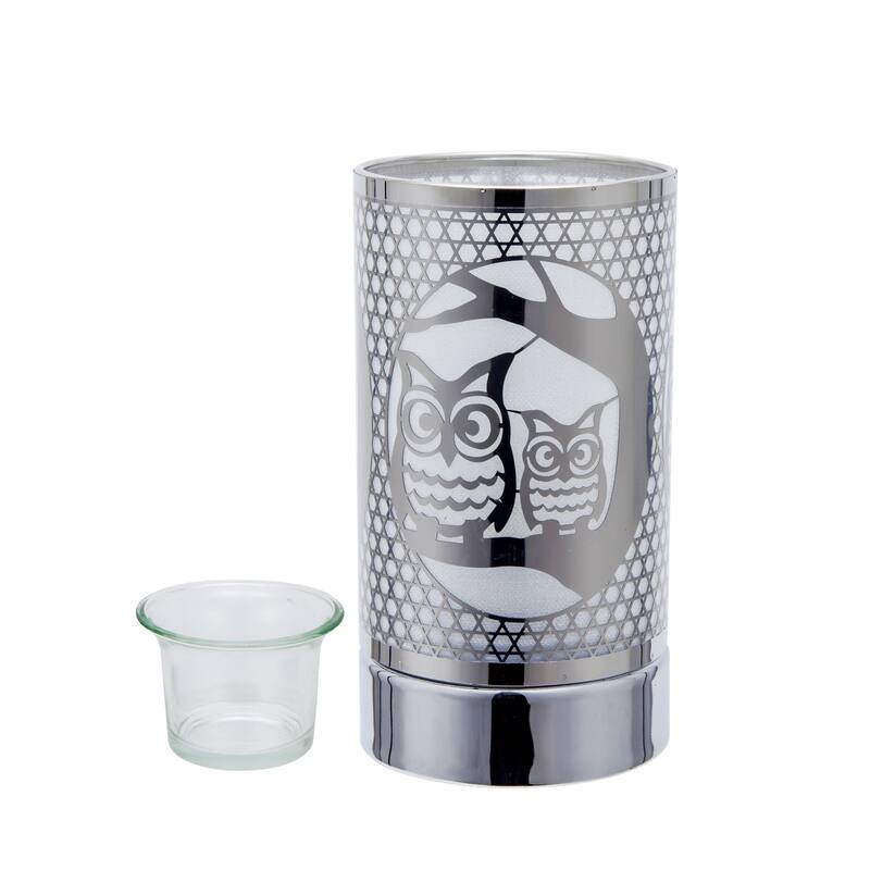 7" Touch lamp/Oil burner/Wax warmer - Silver Loving Owls - 3.75*3.75*7