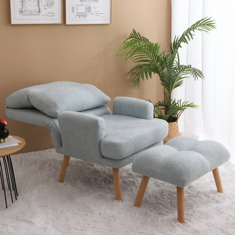 Accent Chair with Ottoman Set, Mid Century Modern Comfy Lounge Chair