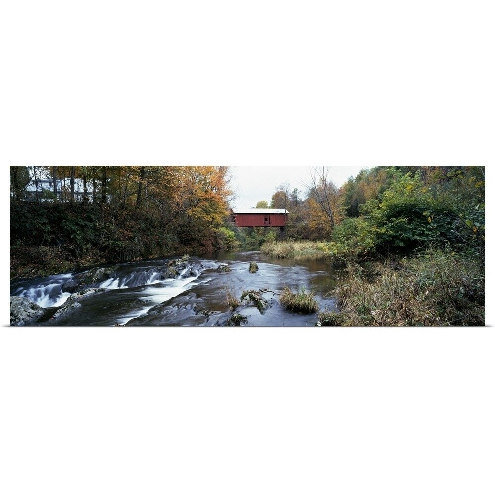 Covered Bridge Across A River Northfield Falls Vermont Poster Print Overstock