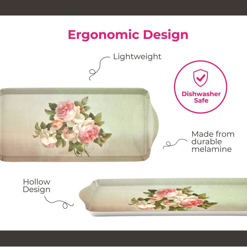 Pimpernel Antique Roses Melamine Sandwich Tray - 15.25" x 6.5"