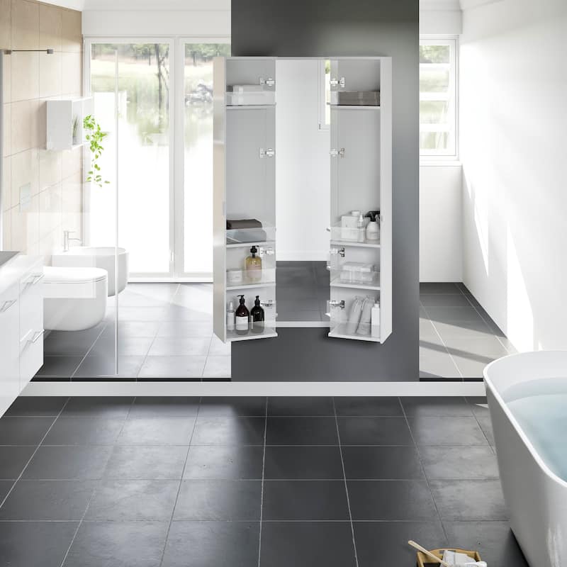 Eviva Luxurious 16"W x 16"D x 67"H Wall-Mounted Linen Cabinet