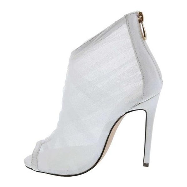 Peep Toe Bootie White Tulle Fabric 