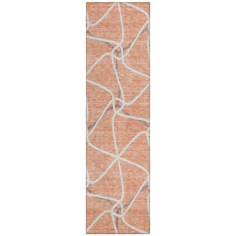 Machine Washable Indoor/ Outdoor Contemporary Links Chantille Rug