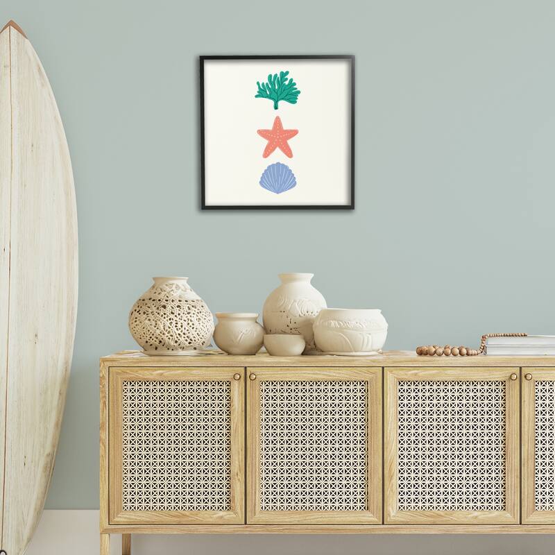 Stupell Coral & Sea Life Minimal Framed Giclee Art Design By Sazerelli Designs