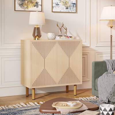 White Sideboard Buffet Set, Modern Sideboard Storage Cabinet with Door