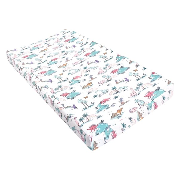 slide 1 of 1, Hudson Baby Infant Girl Changing Pad Cover, Pink Dinosaur Adventures, One Size - Pink Dinosaur Adventures Cotton - Pink Dinosaur Adventures
