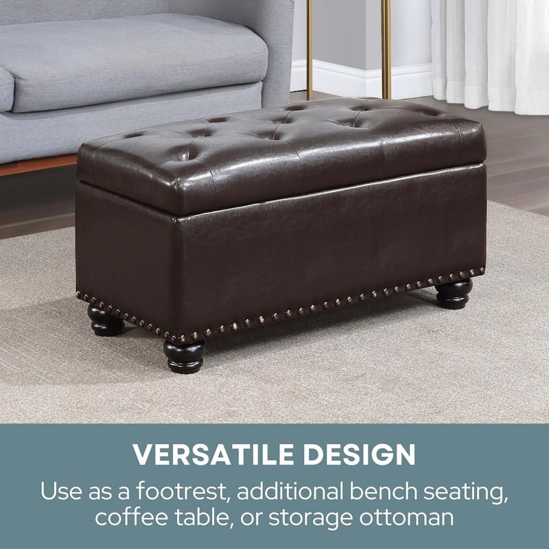 Storage Ottoman - Upholstered Accent Bench with Lift-Top Storage, Comfortable Seating, and Versatile Modern Design