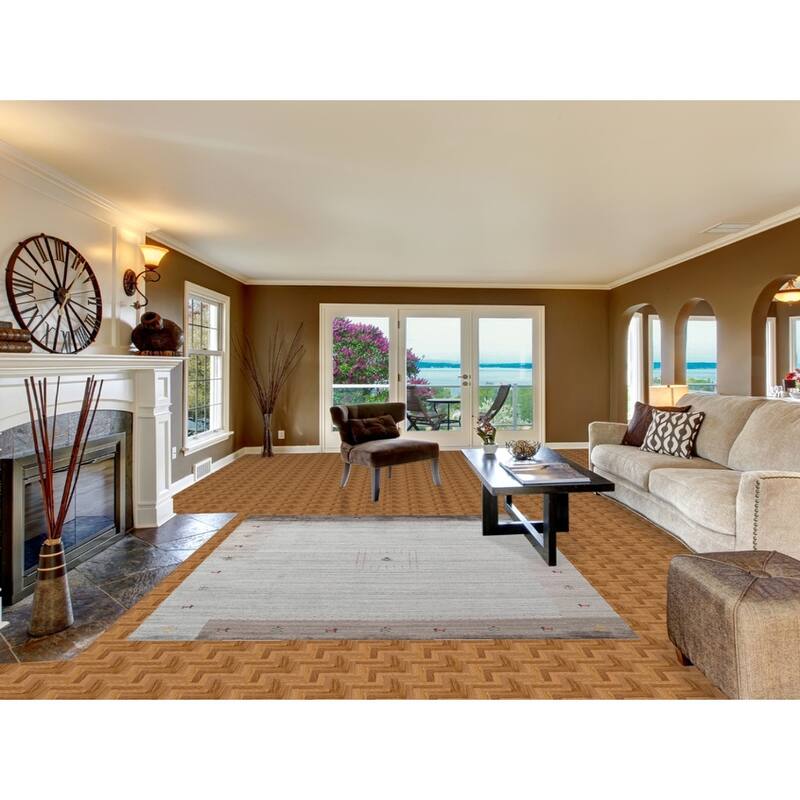 Striped Gabbeh Indian Area Rug Handmade Oriental Grey Wool Carpet - 6'9"x 8'2"