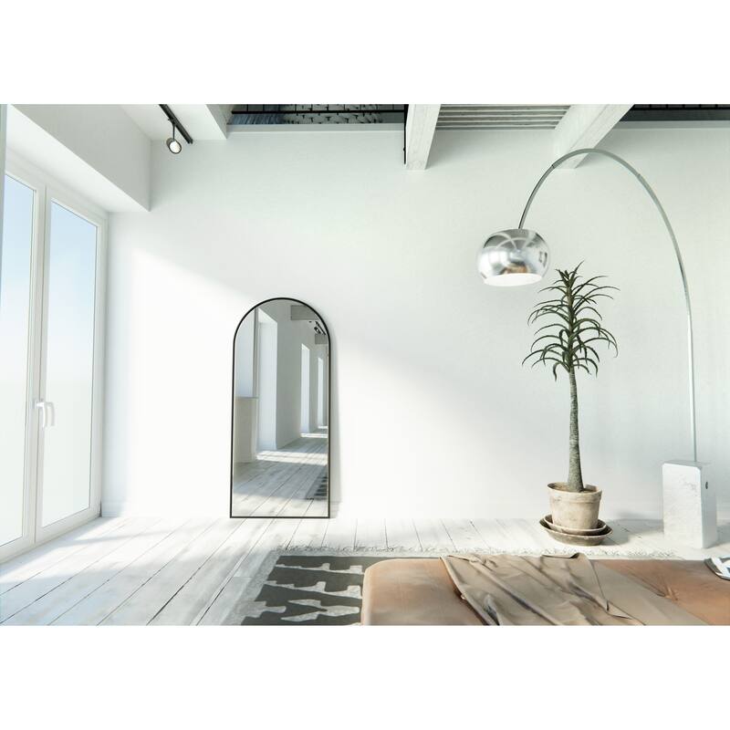 Glass Warehouse Large Arch Shape Stainless Steel Framed Mirror