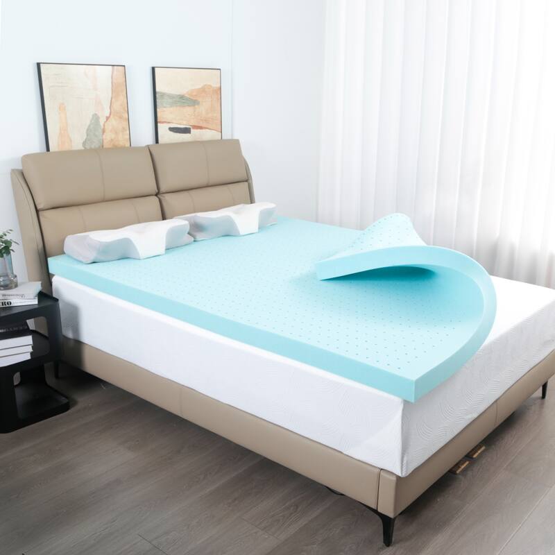 Blue Slow-Rebound Sponge Mattress with Mattress Cover