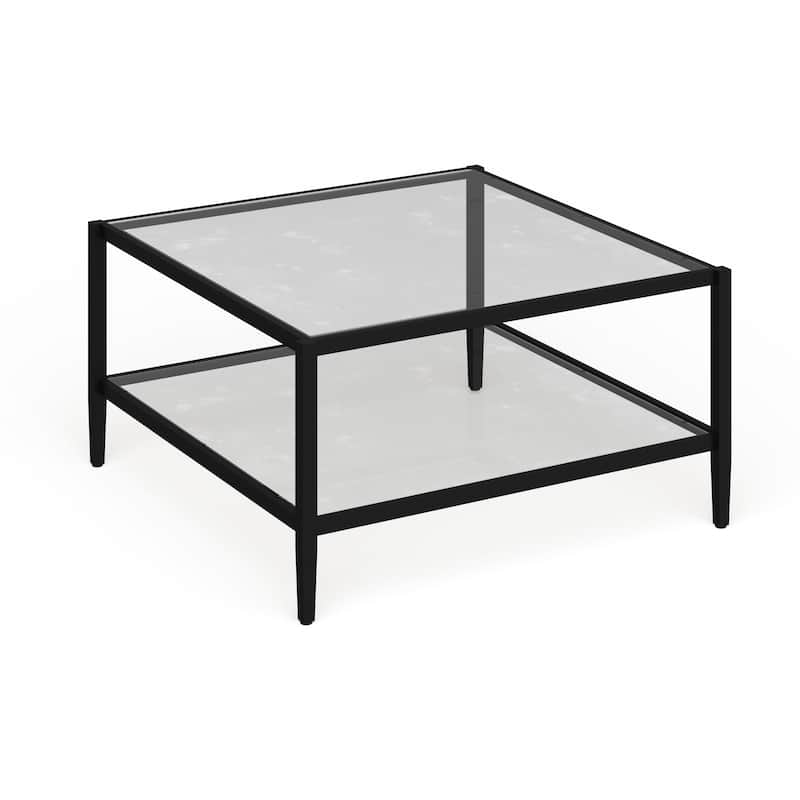 Hera Square Coffee Table with Mirror Bottom Shelf - Blackened Bronze
