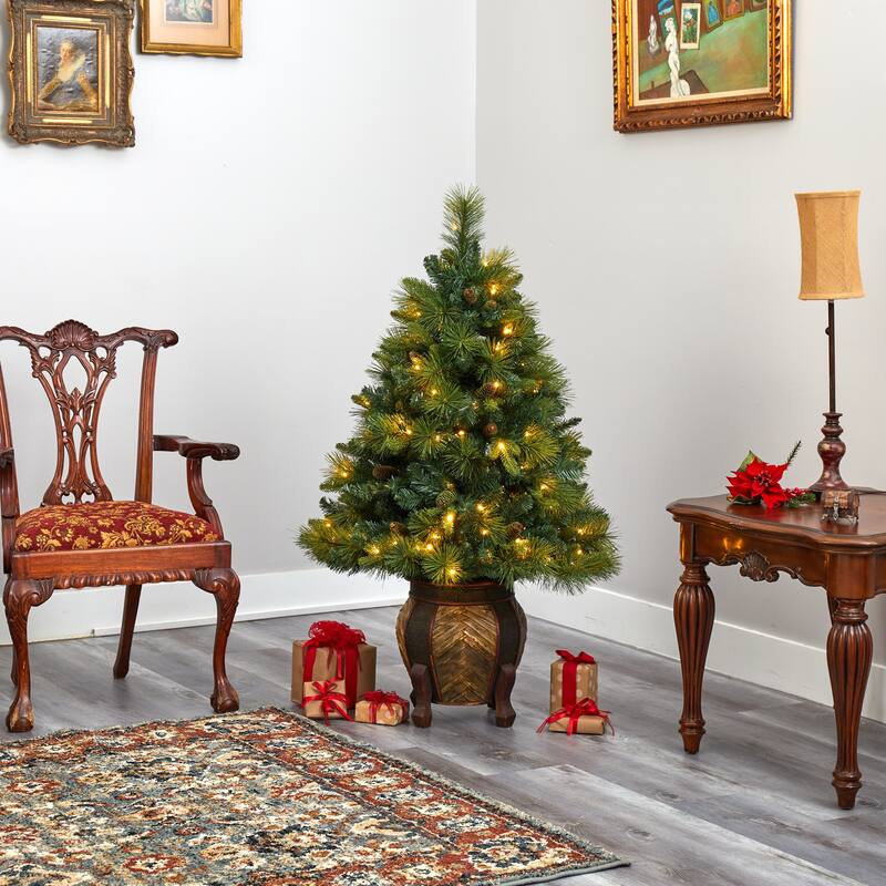 52" Artificial Christmas Tree with 130 LED Lights in Planter