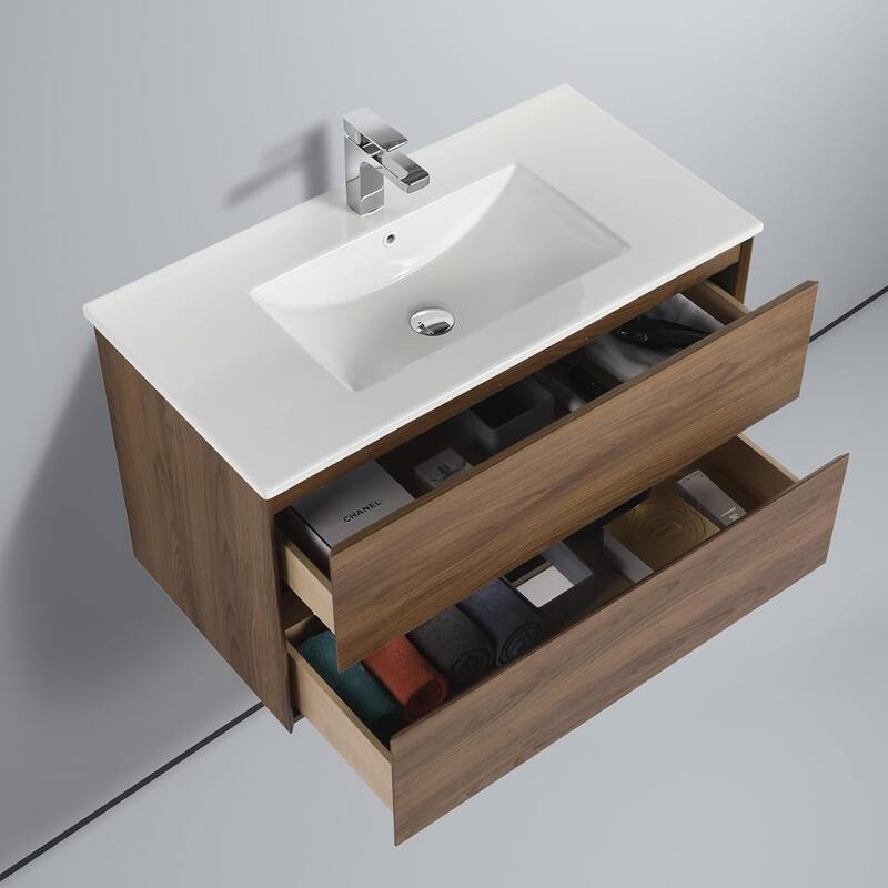 Blossom Assisi 36" Wall Mount Vanity w/ Sink, Glossy White