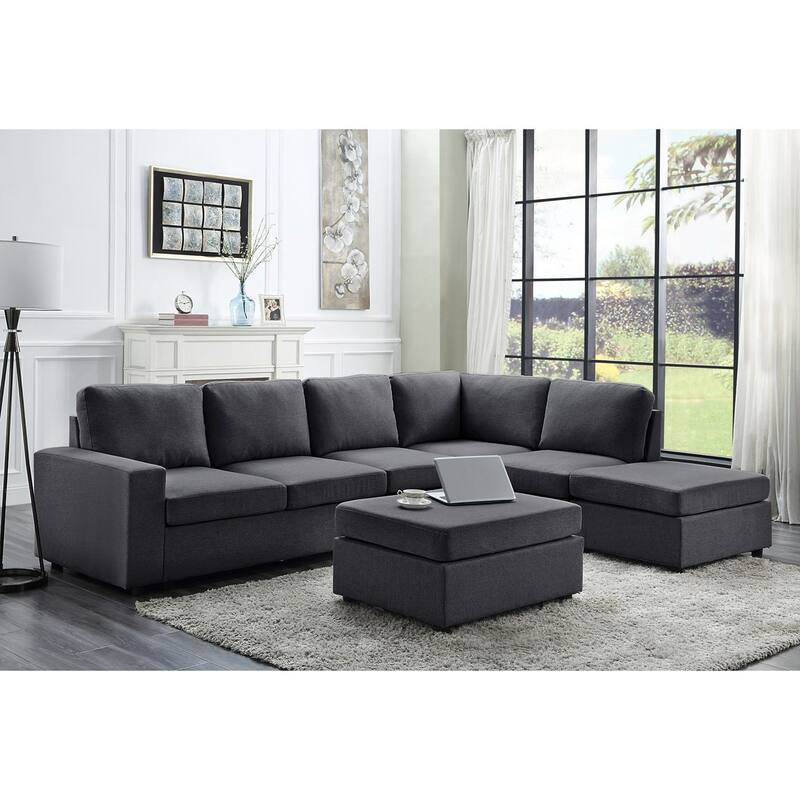 7 Seat Reversible Modular Sectional Sofa with Ottoman