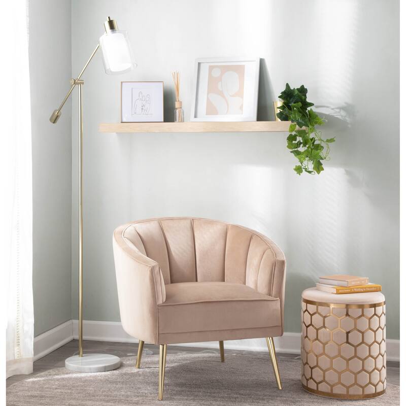 Lumisource Floor Lamp White Marble and Metal with Clear Frosted Glass - 29.5"Lx10.75"Wx73"H