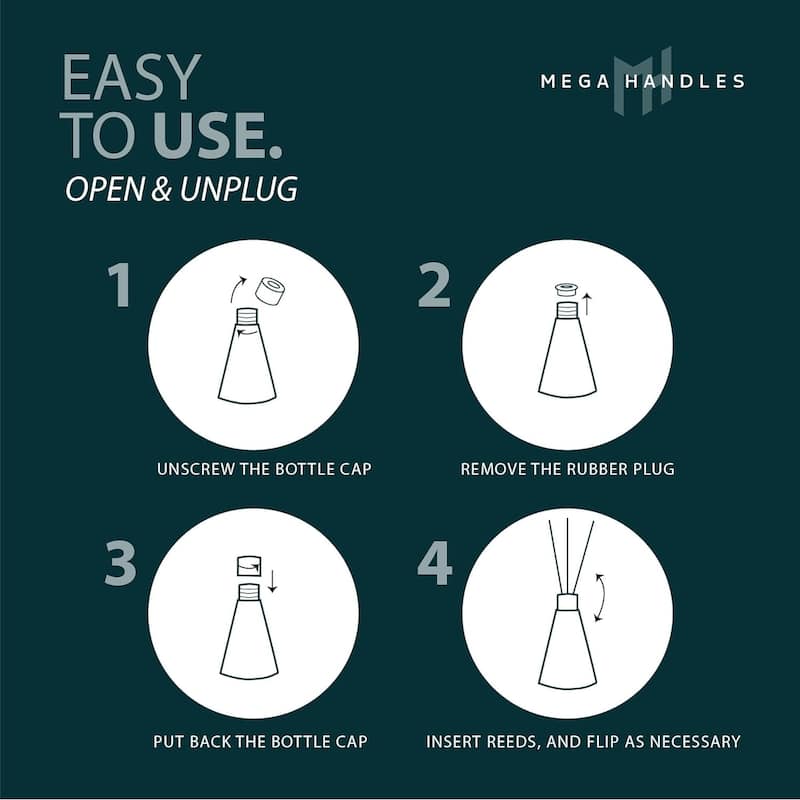 Mega Handles 3 Pack Reed Diffuser Set with 9 Sticks & White Flower Scented Essential Oil - Home & Bathroom Air Freshener