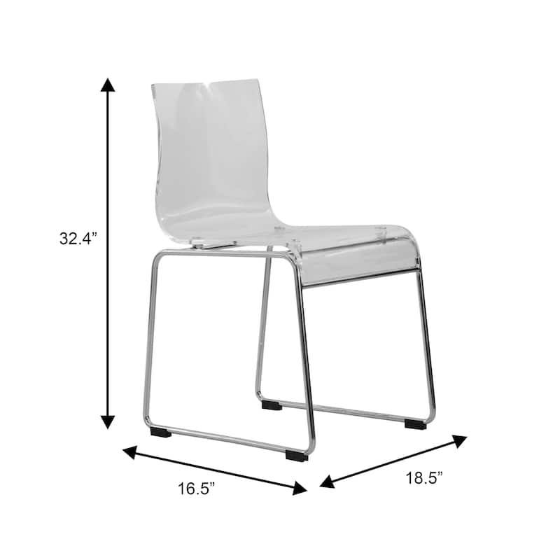 Lima Modern Transparent Acrylic in Chrome Steel Frame Dining Chair