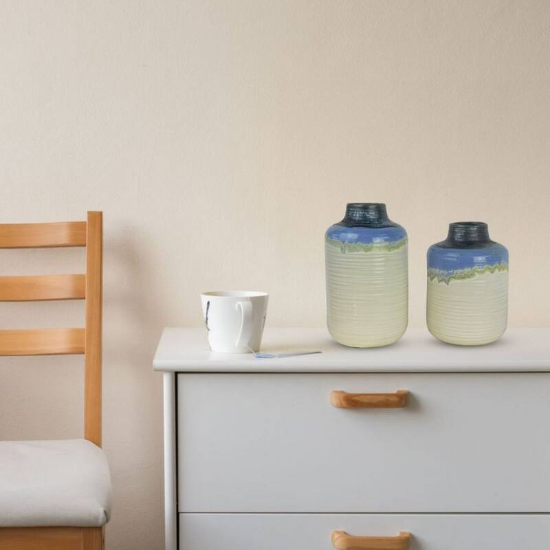 Set of 2 Rustic Earthtone Vases