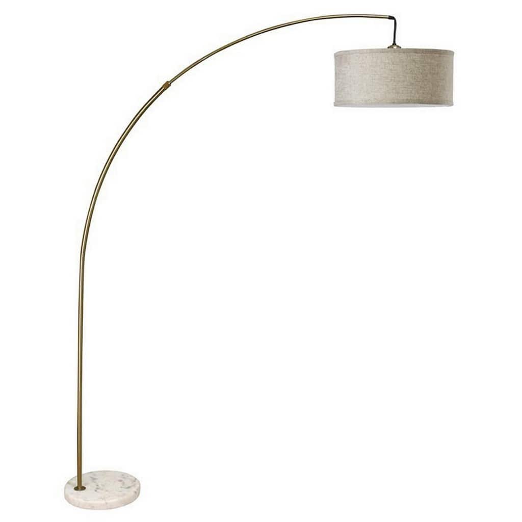 Floor Lamp with Arched Extendable Neck and Marble Base, Antique Gold