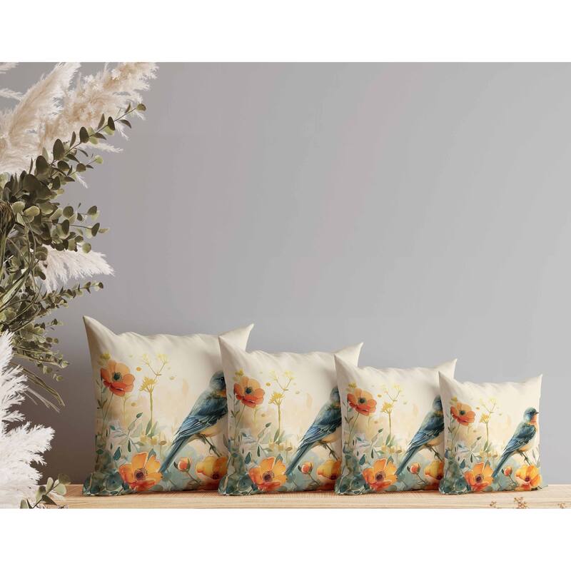 Tranquil Thicket Faux Suede Reversible Throw Pillow Beige and Orange