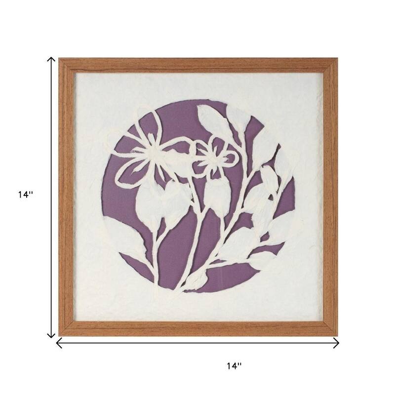 HomeRoots Set Of Two Purple And White Floral Brown Framed Wall Art