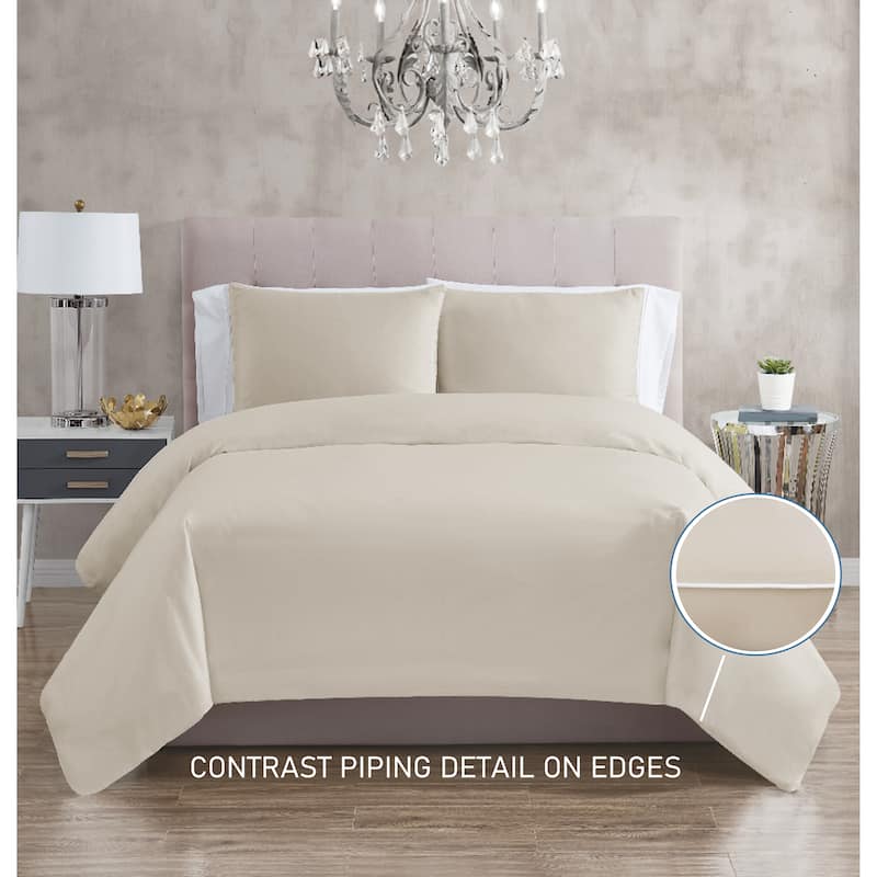 Christian Siriano NY® 300TC Cotton Sateen 3 Piece Duvet Cover Set - Khaki - Queen