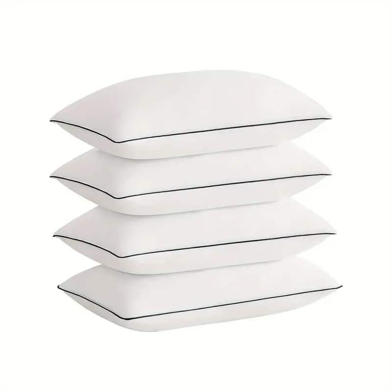 1pc Hypoallergenic Gray Edged 100% Cotton Standard Hotel Pillow, Easy Care - Standard